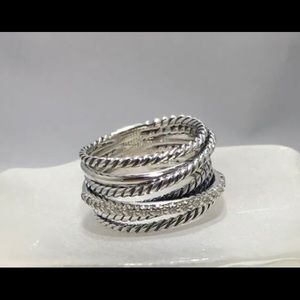 David Yurman Crossover Ring, w/Pave Diamonds